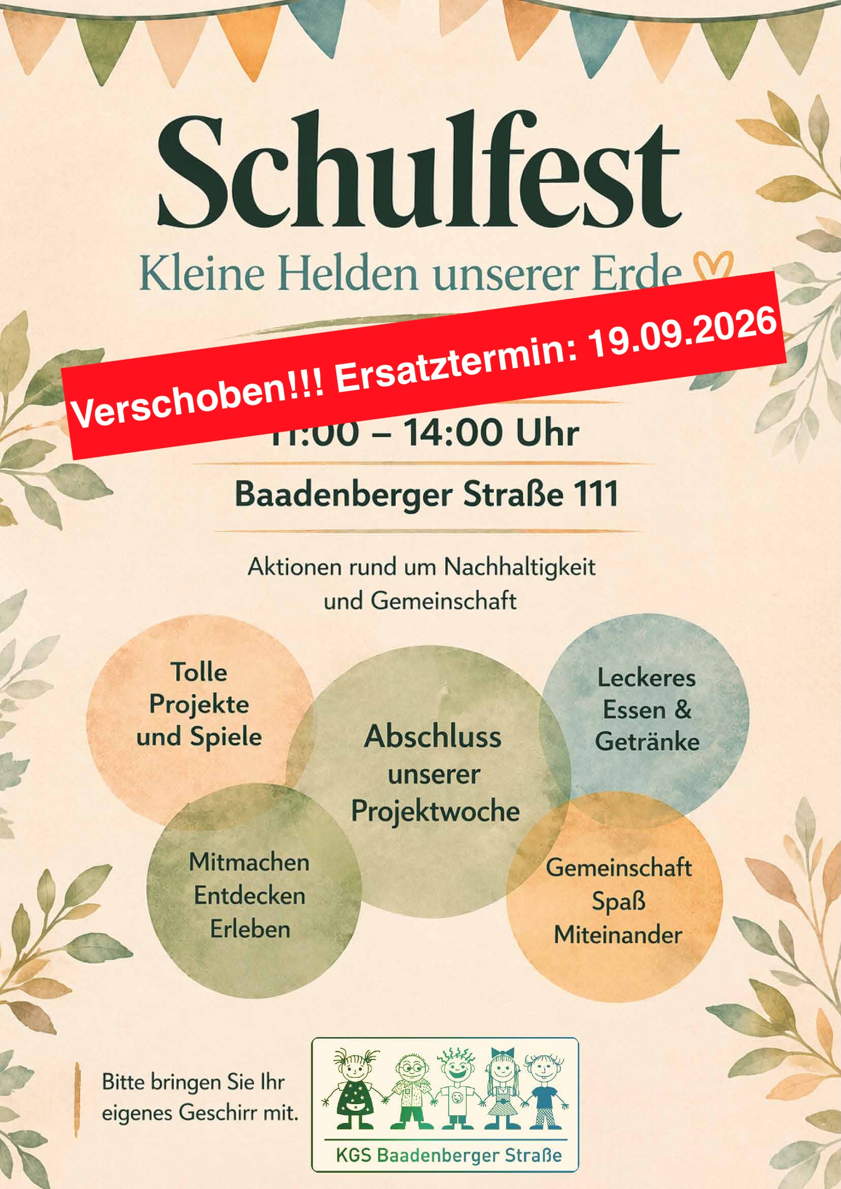 !!! Schulfest verschoben !!!